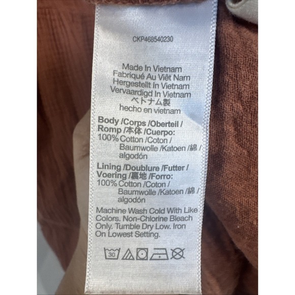 Madewell Women's Small Cotton Brown Babydoll Dress Puffy Sleeves V Neck Boho - Picture 3 of 5